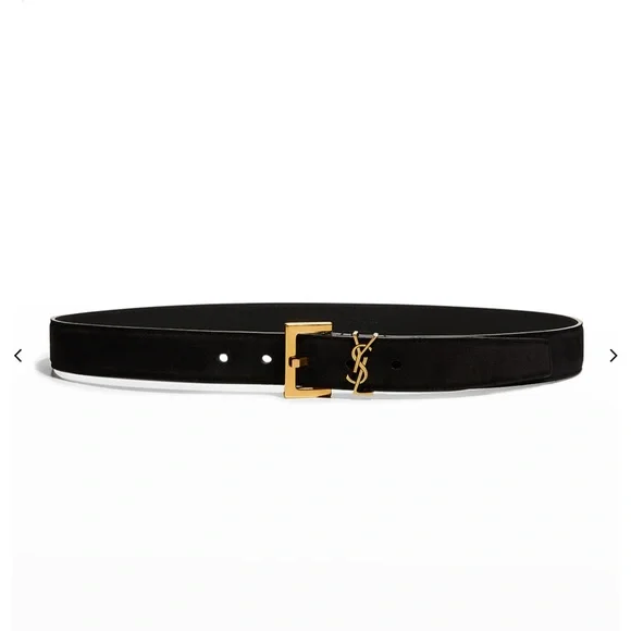 BNIB! Rare! AUTHENTIC Saint Laurent YSL Monogram Suede Belt SIZE 80 MSRP $695 - Picture 6 of 16